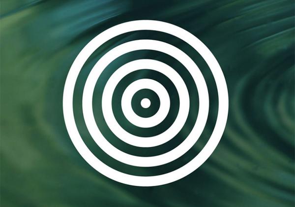 White ripple pattern overlaid on photo of ripples. 