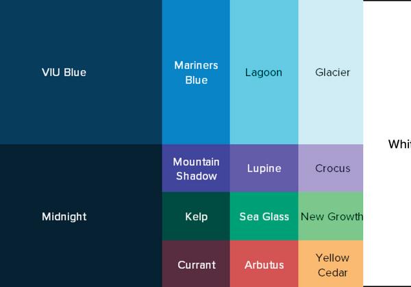 A palette showing white, five shades of blue, three shades of purple, three shades of green, two shades of red and one shade of yellow. 