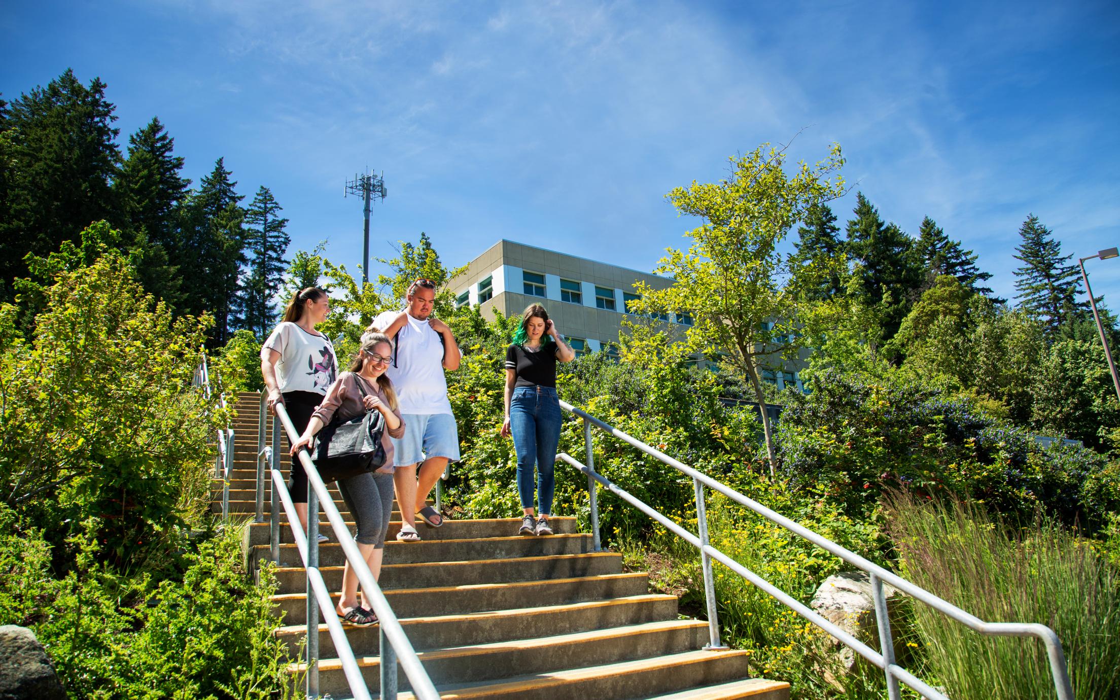 Student group on stairs