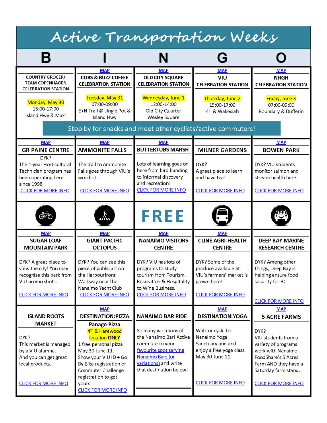 Active Transportation Bingo Card