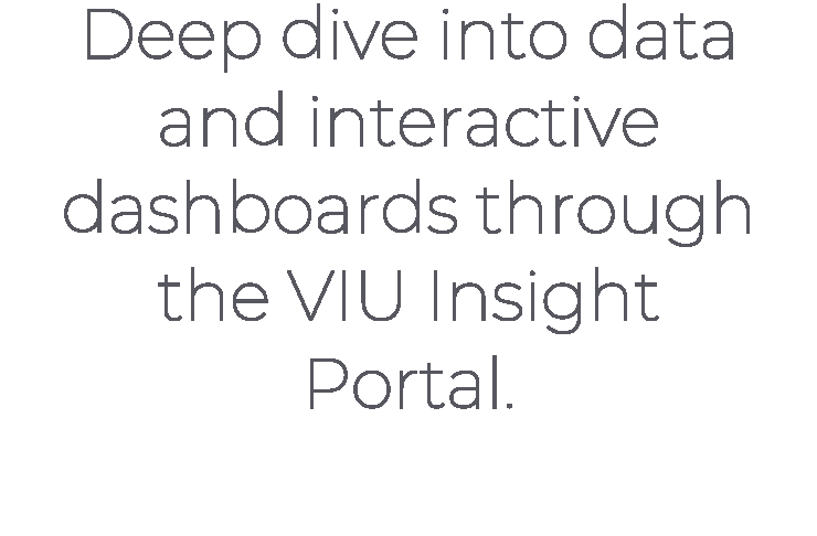 Deep dive into data and interactive dashboards through the VIU Insight Portal.