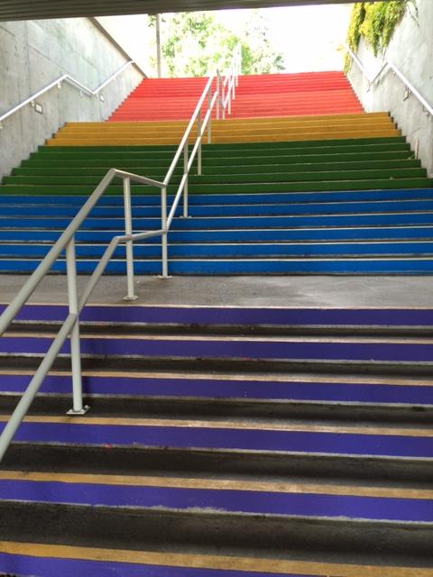 Rainbow stairs at VIU Nanaimo campus