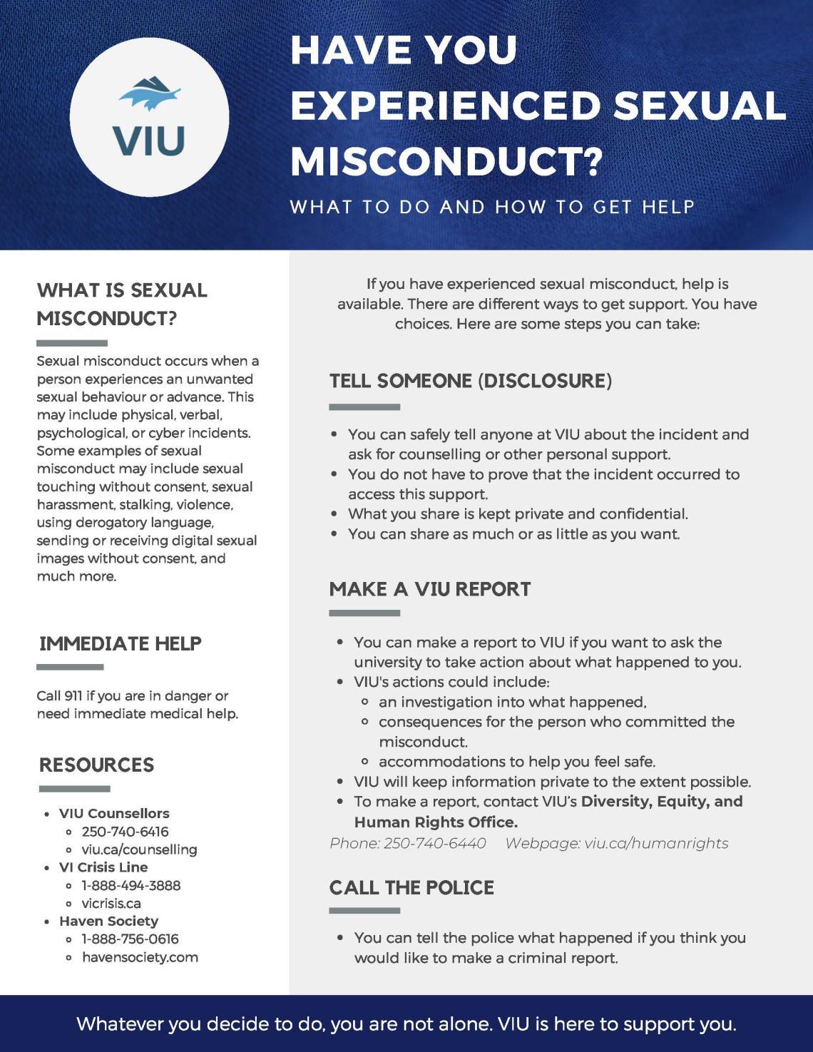 One Page Guide for People Who Have Experienced Sexual Misconduct