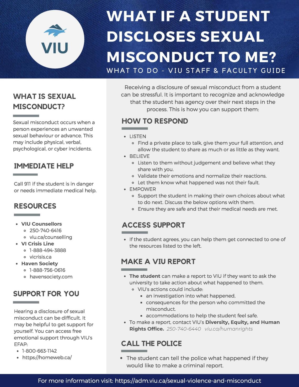 Sexual Misconduct Information for Faculty & Staff