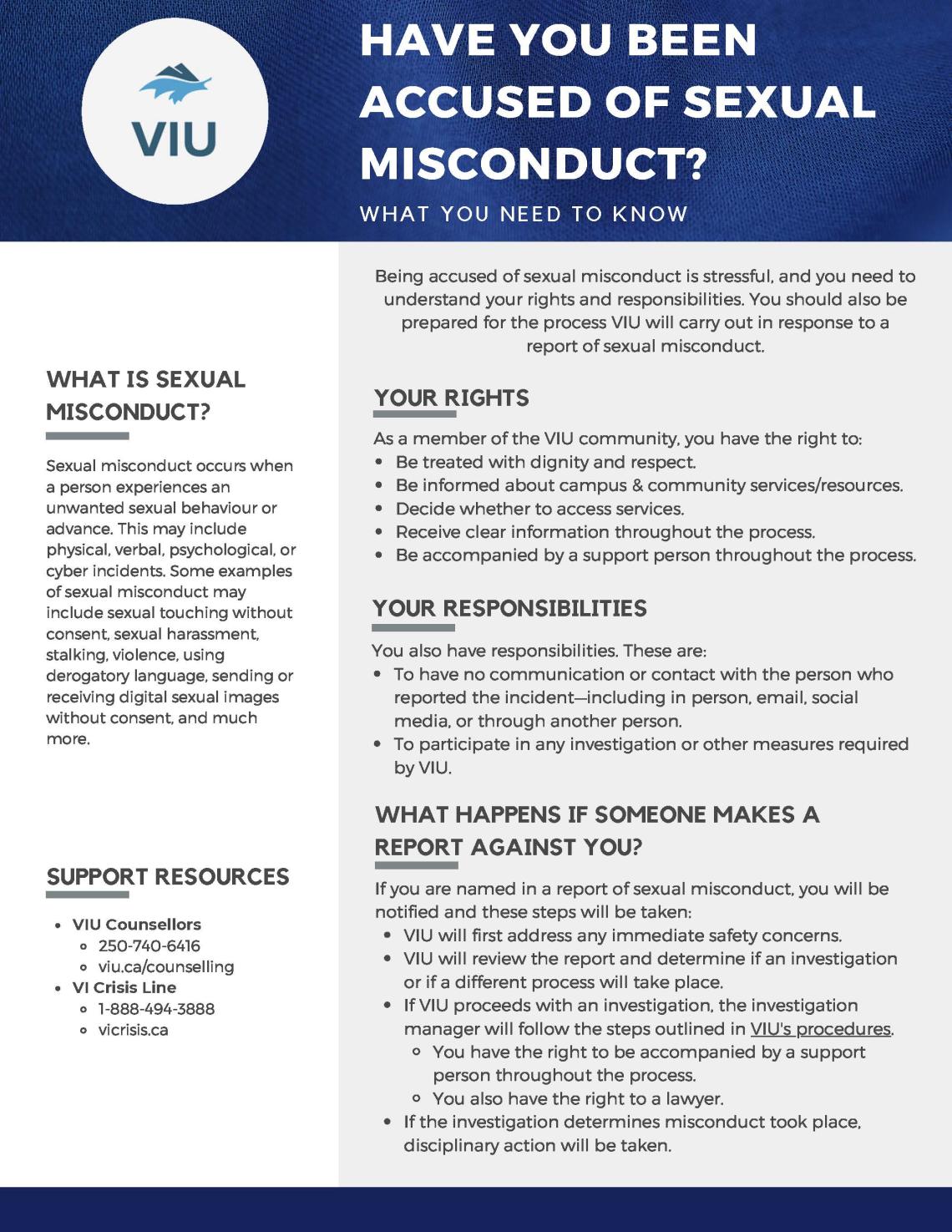 One Page Guide for People Who Have Been Accused of Sexual Misconduct