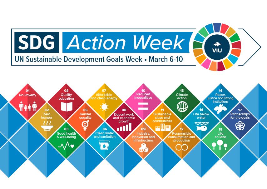 Text reads SDG Action Week: UN Sustainable Development Goals Week, March 6-10