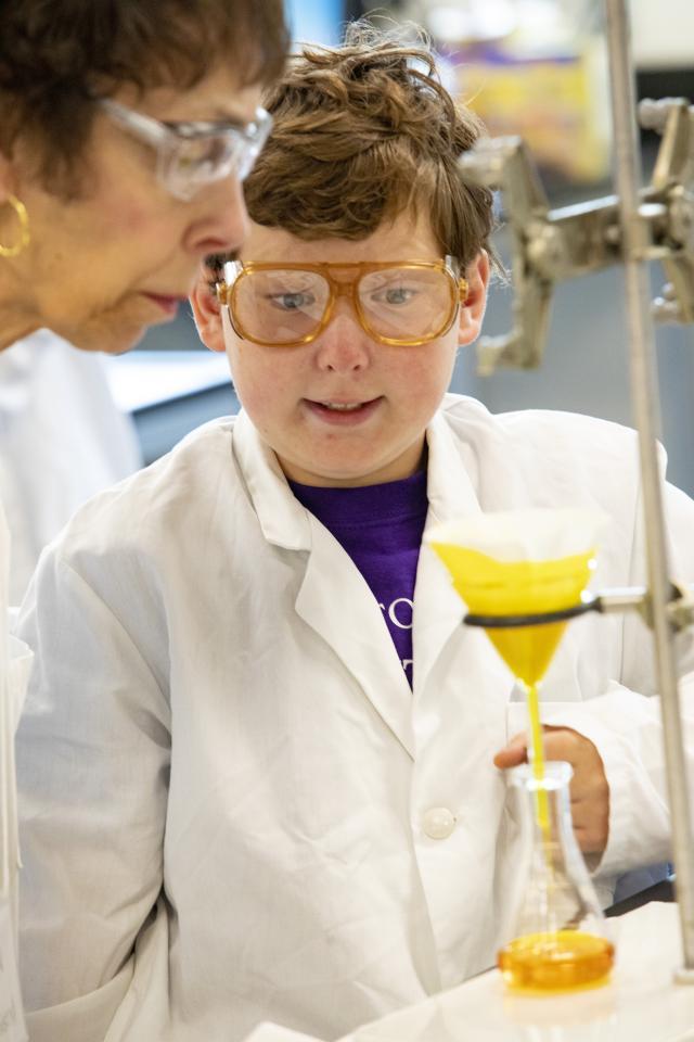 Grandkid doing science experiment